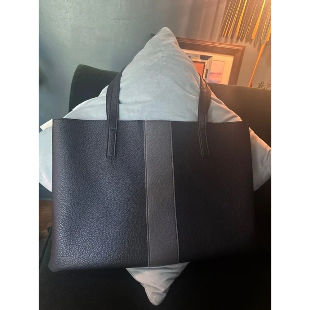 Black and Grey Faux Leather Vince Camuto Tote